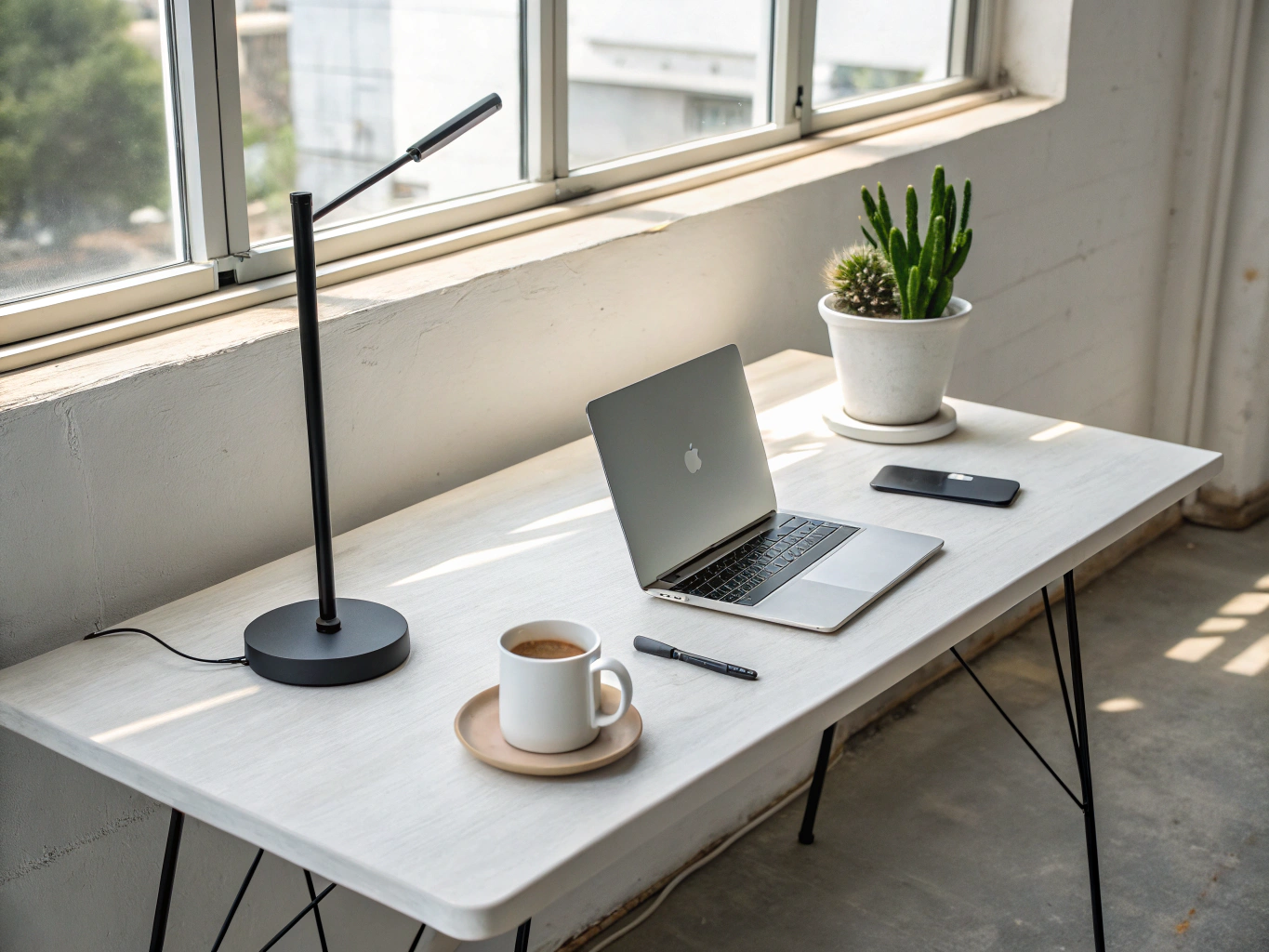 A clean, modern editorial workspace with a digital tablet showing news